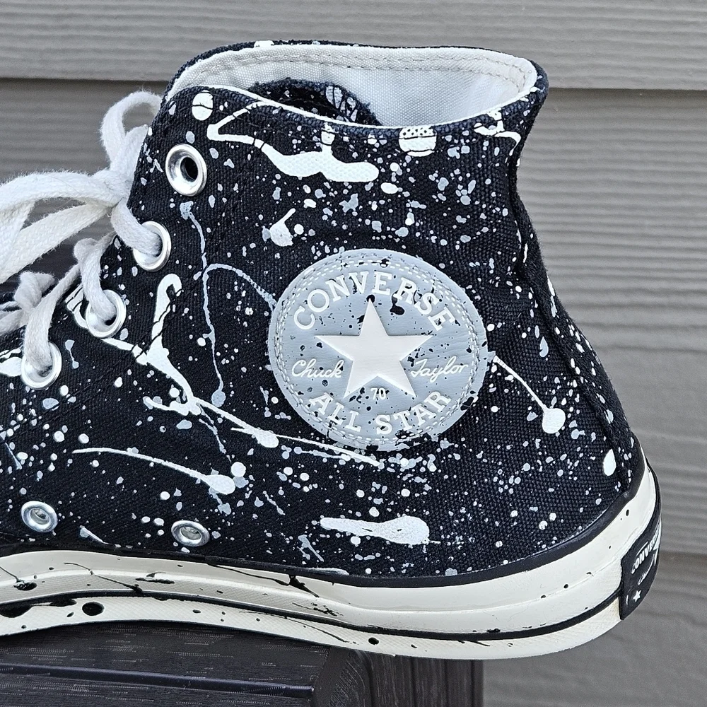Converse Chuck 70 High Archive Paint Splatter x Black White 8.5 -10.5 Hi A01171C - Picture 10 of 16